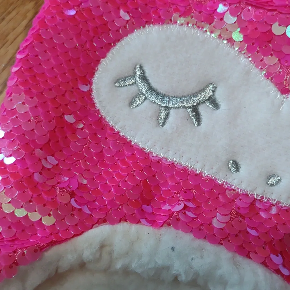 Unicorn sequin Critter warm fuzzy hat toddler girl NEW!
